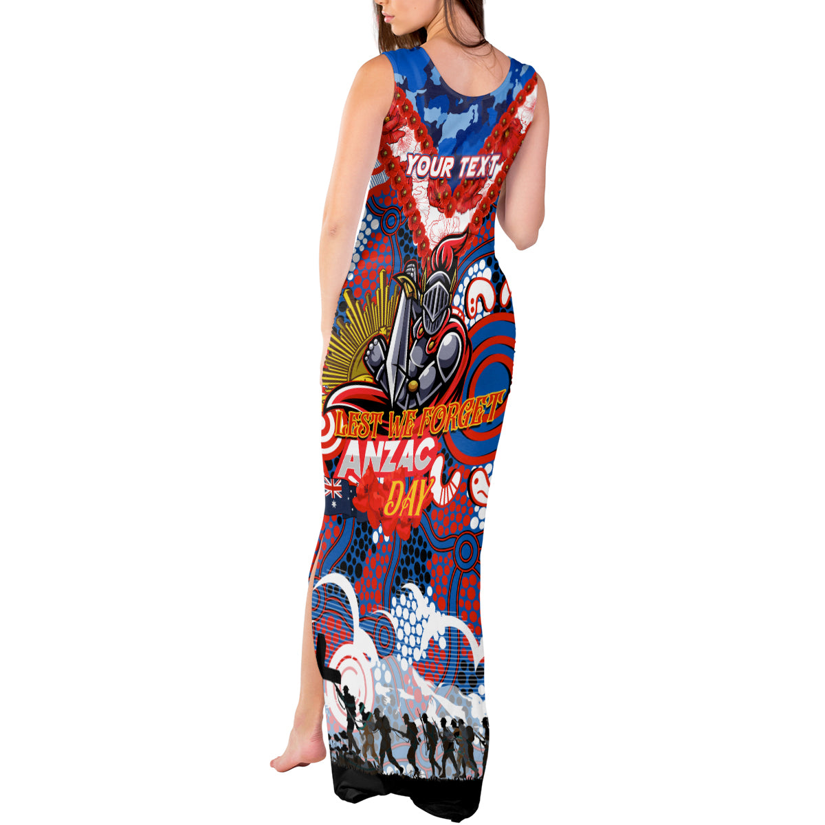 Personalised Knights ANZAC Day Tank Maxi Dress Aboriginal Rising Sun