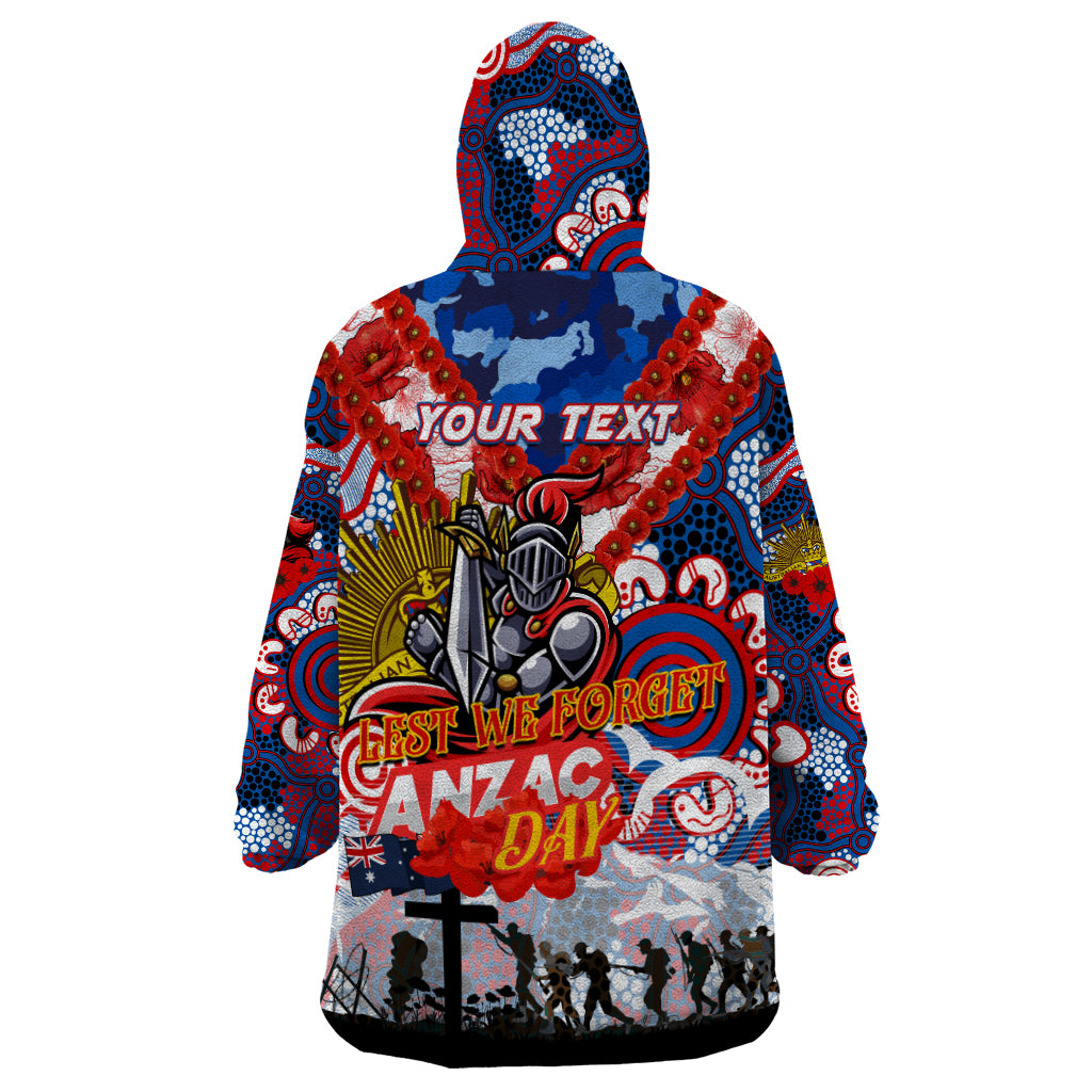 Personalised Knights ANZAC Day Wearable Blanket Hoodie Aboriginal Rising Sun