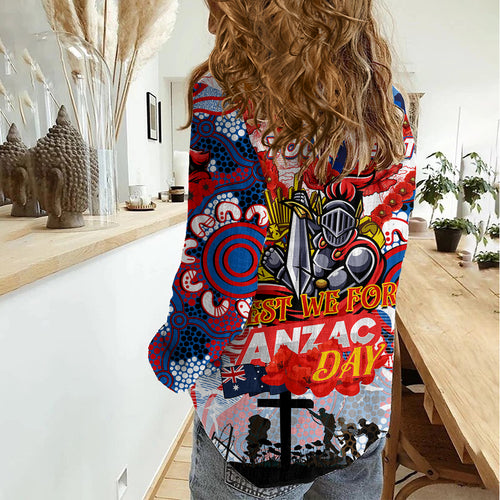 Personalised Knights ANZAC Day Women Casual Shirt Aboriginal Rising Sun