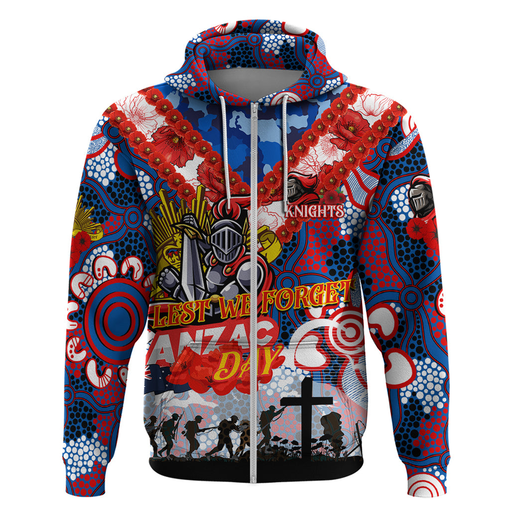 Personalised Knights ANZAC Day Zip Hoodie Aboriginal Rising Sun