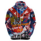 Personalised Knights ANZAC Day Zip Hoodie Aboriginal Rising Sun