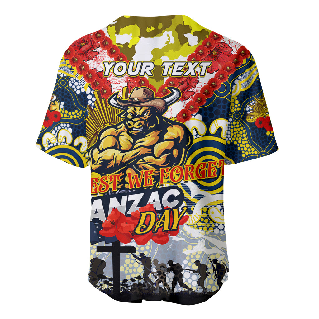 Personalised Cowboys ANZAC Day Baseball Jersey Aboriginal Rising Sun