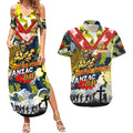 Personalised Cowboys ANZAC Day Couples Matching Summer Maxi Dress and Hawaiian Shirt Aboriginal Rising Sun