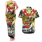 Personalised Cowboys ANZAC Day Couples Matching Tank Maxi Dress and Hawaiian Shirt Aboriginal Rising Sun
