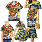 Personalised Cowboys ANZAC Day Family Matching Mermaid Dress and Hawaiian Shirt Aboriginal Rising Sun