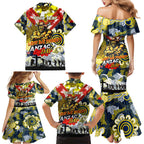 Personalised Cowboys ANZAC Day Family Matching Mermaid Dress and Hawaiian Shirt Aboriginal Rising Sun