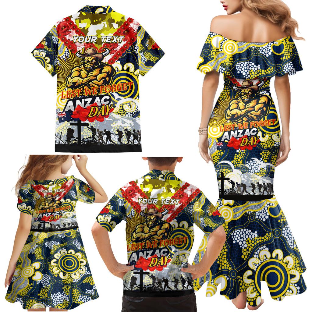 Personalised Cowboys ANZAC Day Family Matching Mermaid Dress and Hawaiian Shirt Aboriginal Rising Sun