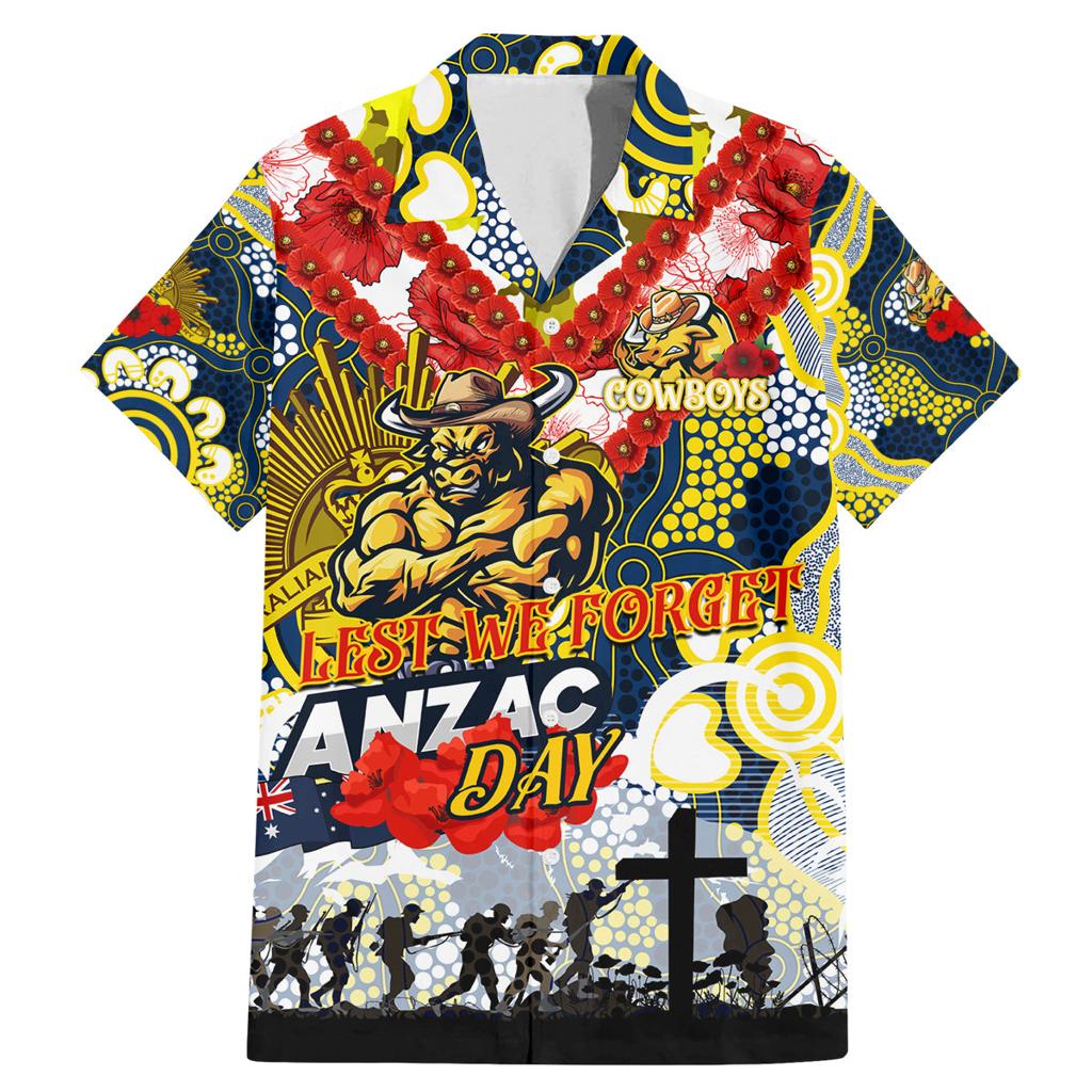 Personalised Cowboys ANZAC Day Family Matching Mermaid Dress and Hawaiian Shirt Aboriginal Rising Sun