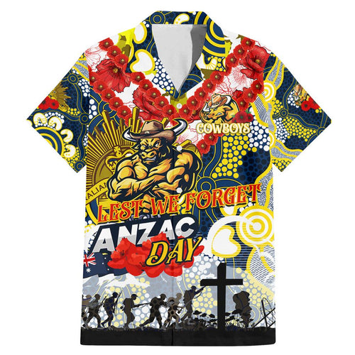 Personalised Cowboys ANZAC Day Family Matching Mermaid Dress and Hawaiian Shirt Aboriginal Rising Sun