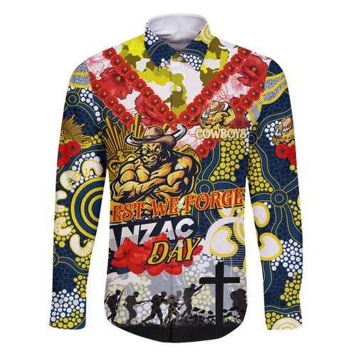 Personalised Cowboys ANZAC Day Family Matching Mermaid Dress and Hawaiian Shirt Aboriginal Rising Sun