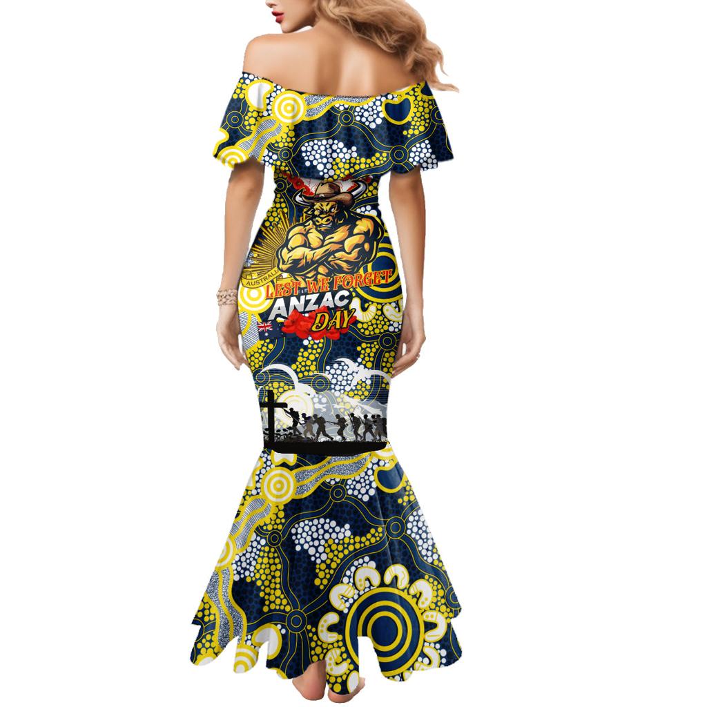 Personalised Cowboys ANZAC Day Family Matching Mermaid Dress and Hawaiian Shirt Aboriginal Rising Sun