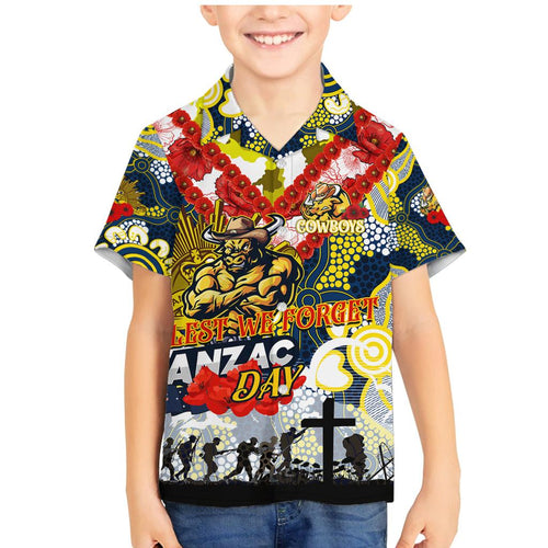 Personalised Cowboys ANZAC Day Family Matching Mermaid Dress and Hawaiian Shirt Aboriginal Rising Sun