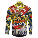Personalised Cowboys ANZAC Day Family Matching Off The Shoulder Long Sleeve Dress and Hawaiian Shirt Aboriginal Rising Sun
