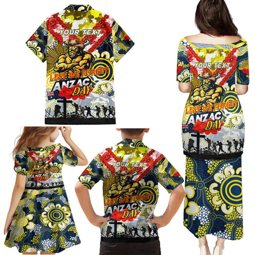 Personalised Cowboys ANZAC Day Family Matching Puletasi and Hawaiian Shirt Aboriginal Rising Sun