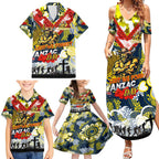 Personalised Cowboys ANZAC Day Family Matching Summer Maxi Dress and Hawaiian Shirt Aboriginal Rising Sun