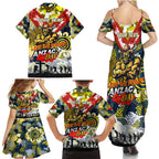 Personalised Cowboys ANZAC Day Family Matching Summer Maxi Dress and Hawaiian Shirt Aboriginal Rising Sun