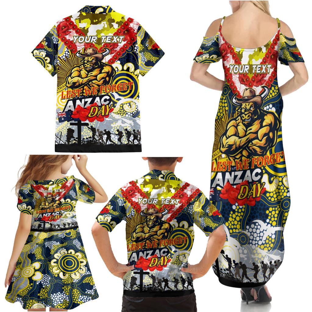 Personalised Cowboys ANZAC Day Family Matching Summer Maxi Dress and Hawaiian Shirt Aboriginal Rising Sun