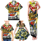 Personalised Cowboys ANZAC Day Family Matching Tank Maxi Dress and Hawaiian Shirt Aboriginal Rising Sun