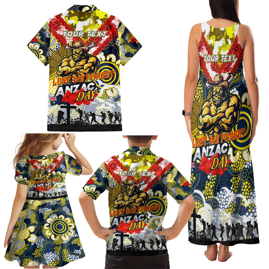 Personalised Cowboys ANZAC Day Family Matching Tank Maxi Dress and Hawaiian Shirt Aboriginal Rising Sun