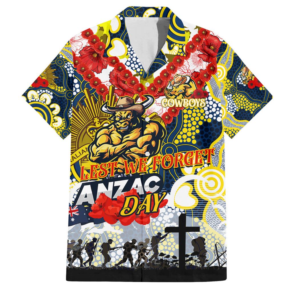 Personalised Cowboys ANZAC Day Family Matching Tank Maxi Dress and Hawaiian Shirt Aboriginal Rising Sun