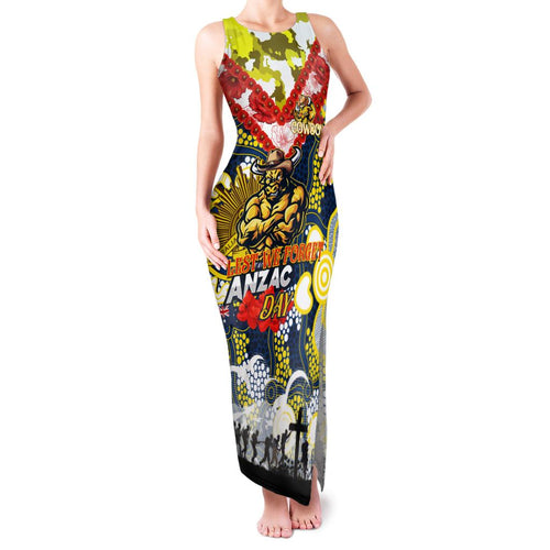 Personalised Cowboys ANZAC Day Family Matching Tank Maxi Dress and Hawaiian Shirt Aboriginal Rising Sun