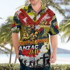 Personalised Cowboys ANZAC Day Hawaiian Shirt Aboriginal Rising Sun