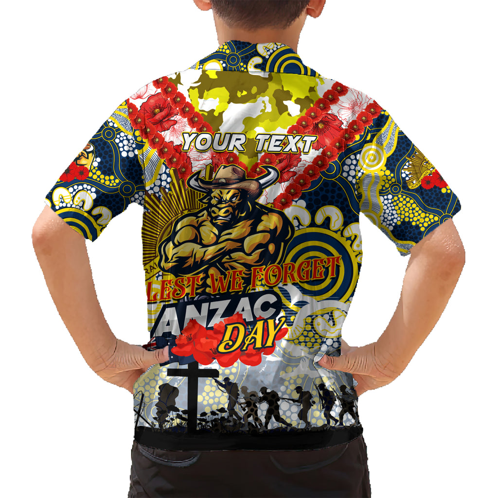 Personalised Cowboys ANZAC Day Hawaiian Shirt Aboriginal Rising Sun