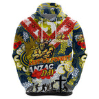Personalised Cowboys ANZAC Day Hoodie Aboriginal Rising Sun
