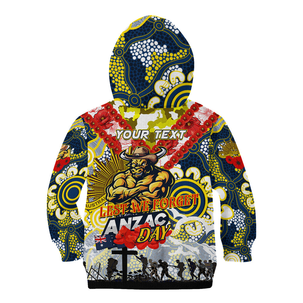 Personalised Cowboys ANZAC Day Kid Hoodie Aboriginal Rising Sun