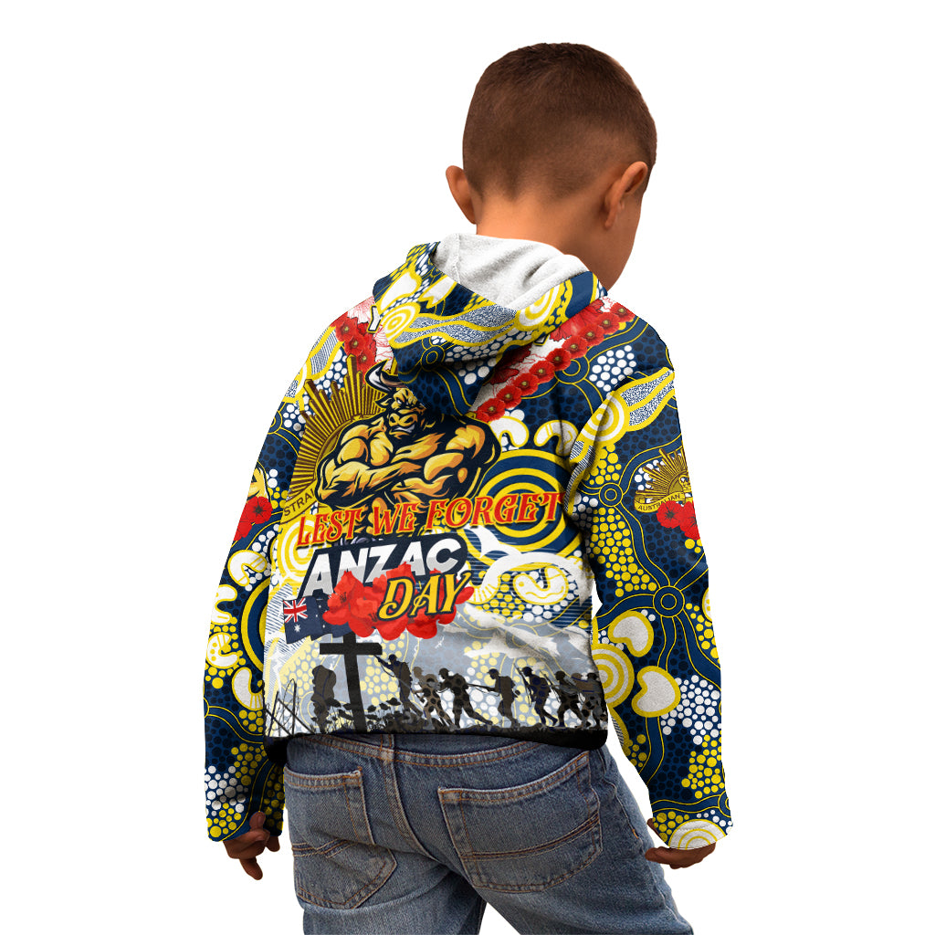 Personalised Cowboys ANZAC Day Kid Hoodie Aboriginal Rising Sun