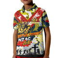 Personalised Cowboys ANZAC Day Kid Polo Shirt Aboriginal Rising Sun