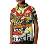 Personalised Cowboys ANZAC Day Kid Polo Shirt Aboriginal Rising Sun