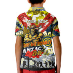 Personalised Cowboys ANZAC Day Kid Polo Shirt Aboriginal Rising Sun