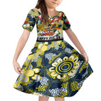 Personalised Cowboys ANZAC Day Kid Short Sleeve Dress Aboriginal Rising Sun