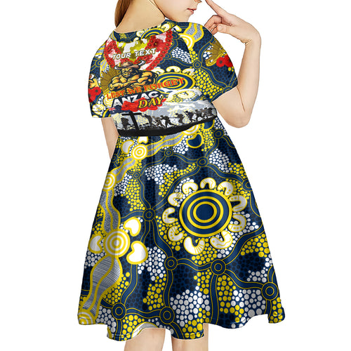 Personalised Cowboys ANZAC Day Kid Short Sleeve Dress Aboriginal Rising Sun