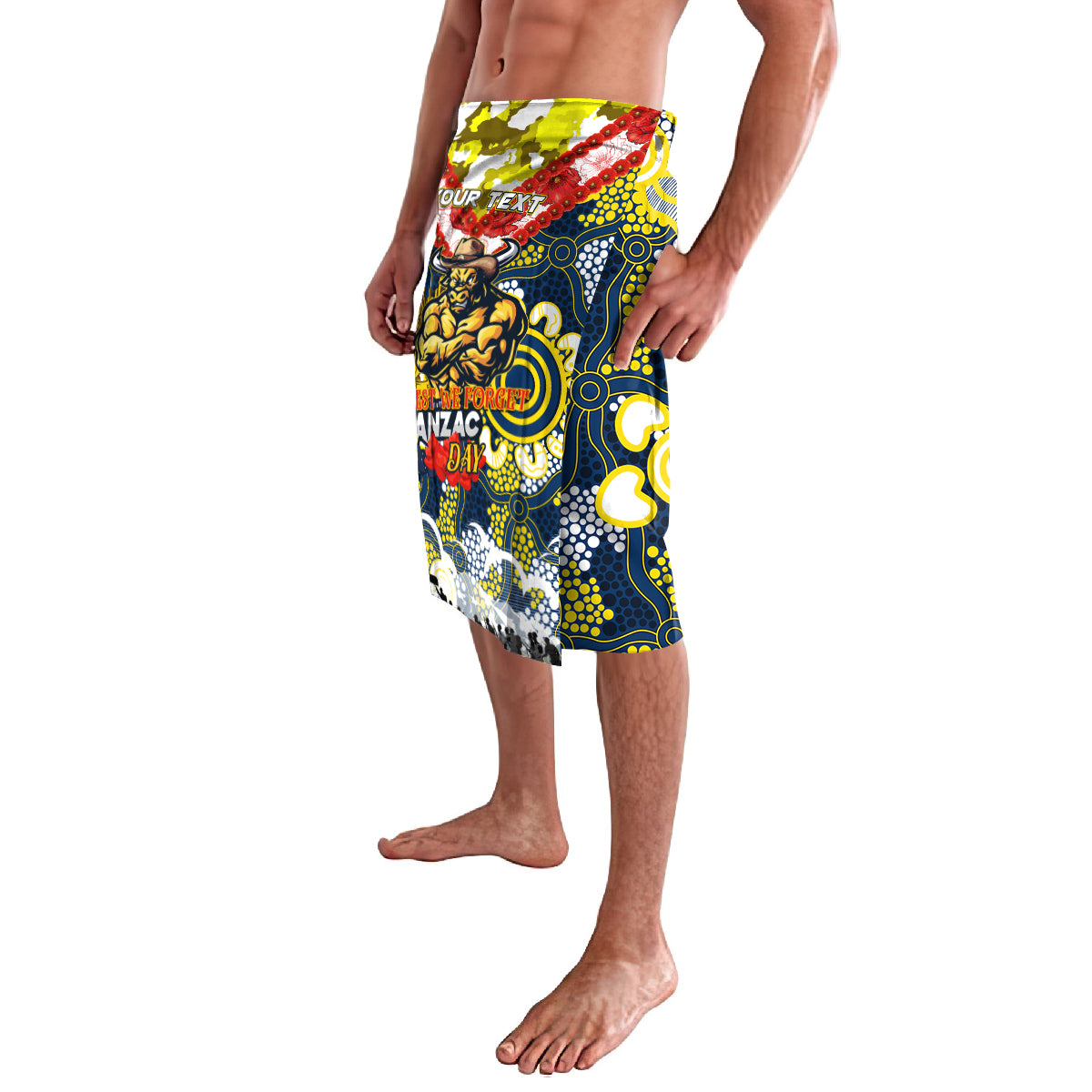 Personalised Cowboys ANZAC Day Lavalava Aboriginal Rising Sun