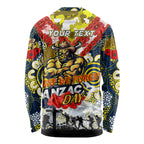 Personalised Cowboys ANZAC Day Long Sleeve Shirt Aboriginal Rising Sun