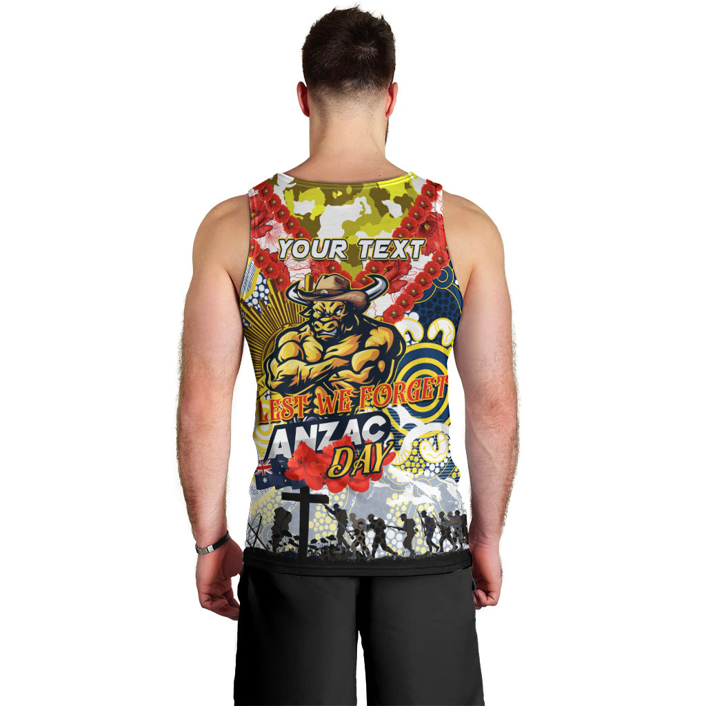 Personalised Cowboys ANZAC Day Men Tank Top Aboriginal Rising Sun