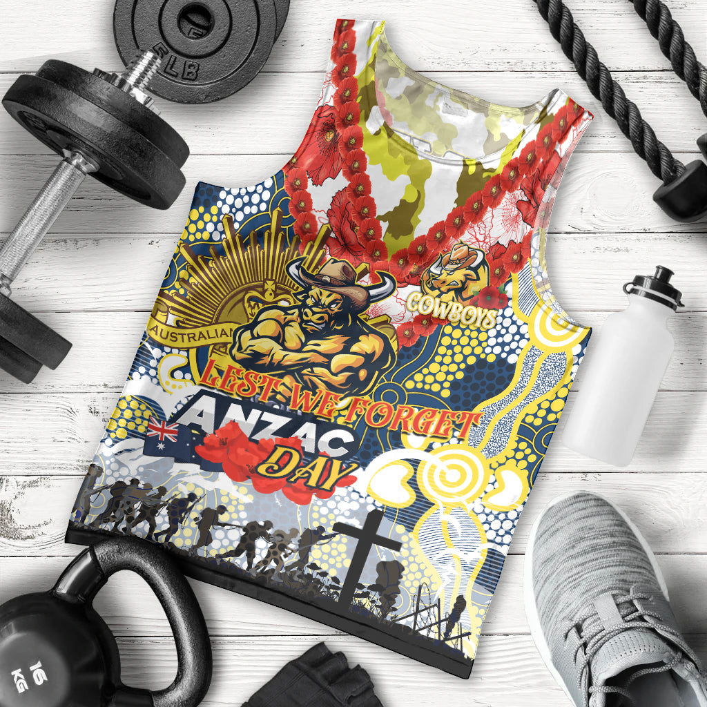 Personalised Cowboys ANZAC Day Men Tank Top Aboriginal Rising Sun