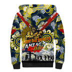 Personalised Cowboys ANZAC Day Sherpa Hoodie Aboriginal Rising Sun