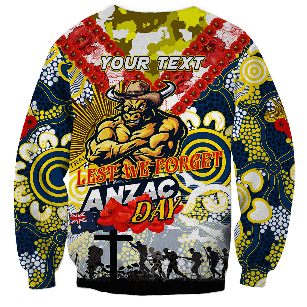 Personalised Cowboys ANZAC Day Sweatshirt Aboriginal Rising Sun