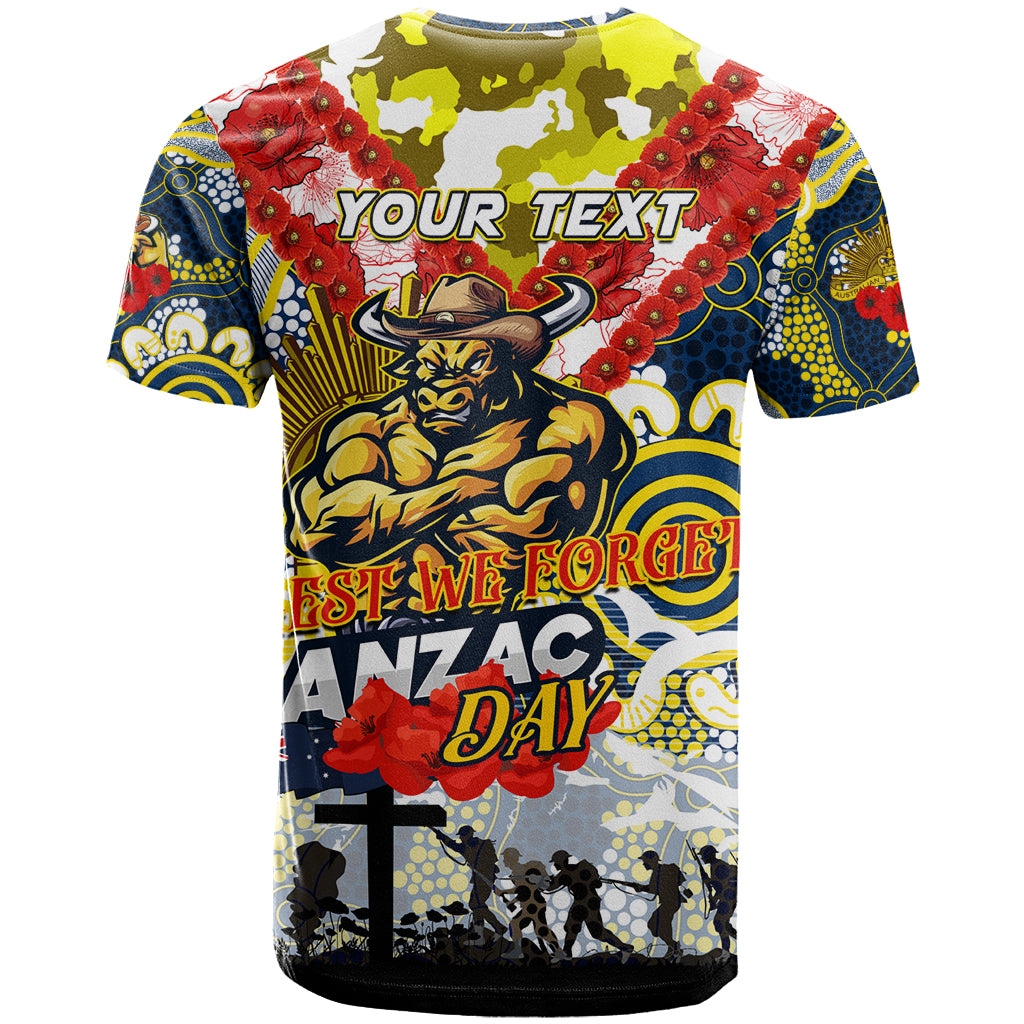 Personalised Cowboys ANZAC Day T Shirt Aboriginal Rising Sun