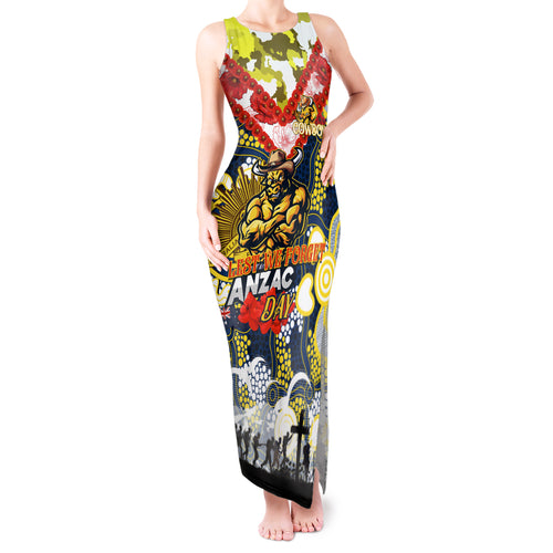 Personalised Cowboys ANZAC Day Tank Maxi Dress Aboriginal Rising Sun
