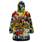 Personalised Cowboys ANZAC Day Wearable Blanket Hoodie Aboriginal Rising Sun