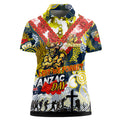 Personalised Cowboys ANZAC Day Women Polo Shirt Aboriginal Rising Sun