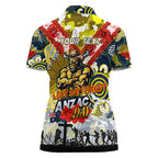 Personalised Cowboys ANZAC Day Women Polo Shirt Aboriginal Rising Sun