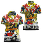 Personalised Cowboys ANZAC Day Women Polo Shirt Aboriginal Rising Sun
