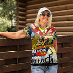 Personalised Cowboys ANZAC Day Women Polo Shirt Aboriginal Rising Sun