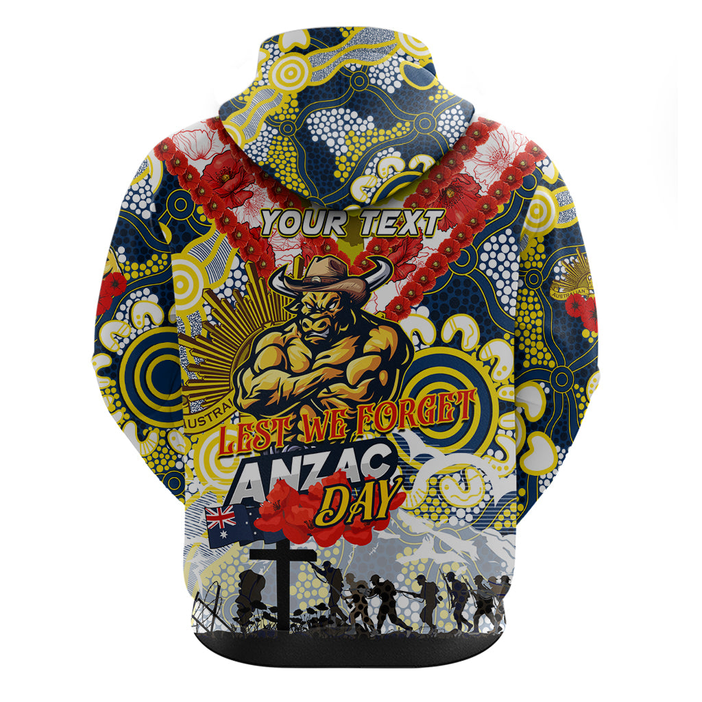 Personalised Cowboys ANZAC Day Zip Hoodie Aboriginal Rising Sun