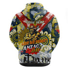 Personalised Cowboys ANZAC Day Zip Hoodie Aboriginal Rising Sun